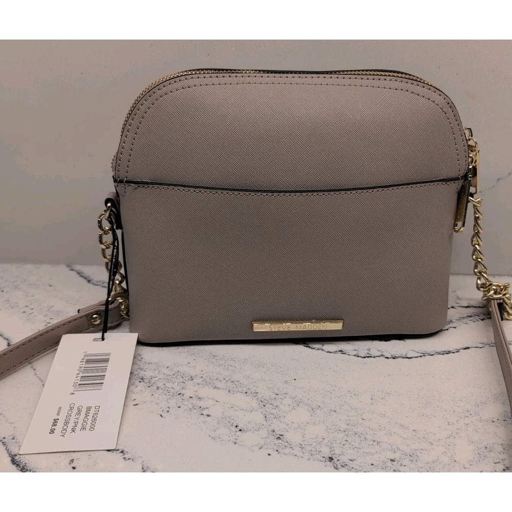 Steve Madden Women's BMAGGIE Crossbody Bag Gold Chain Gray Pink NWT